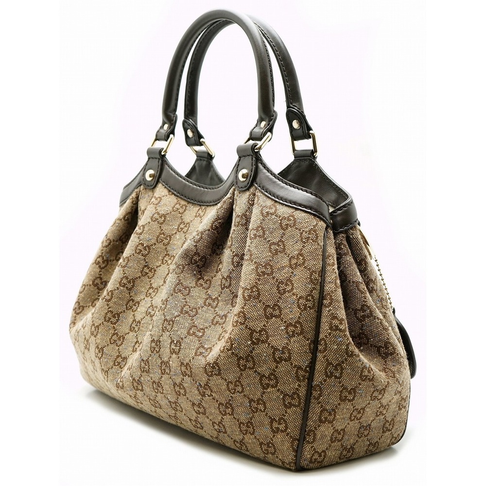 Gucci Handbag Logo Charm GG Brown Sookie Blue